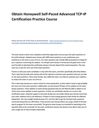 obtain honeywell self paced advanced