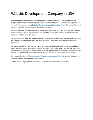 Website Development Company in  USA