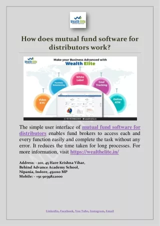 how does mutual fund software for distributors