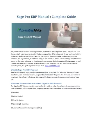 Complete Guide : Sage Pro ERP Manual