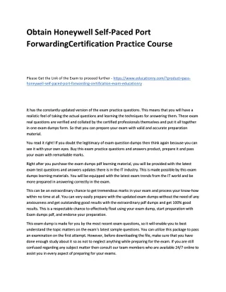 obtain honeywell self paced port