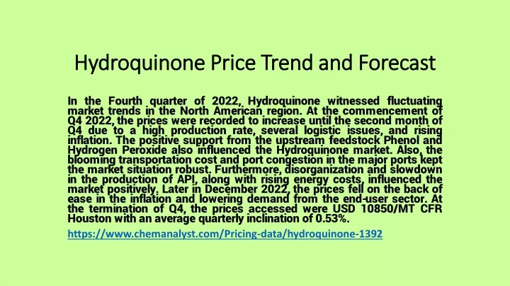 hydroquinone price trend and forecast