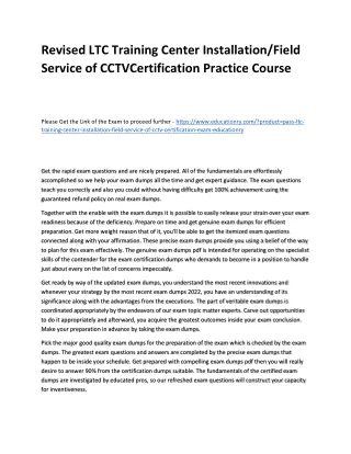 revised ltc training center installation field