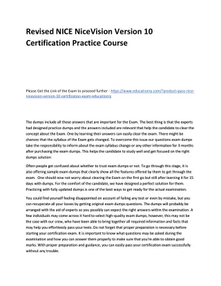 revised nice nicevision version 10 certification