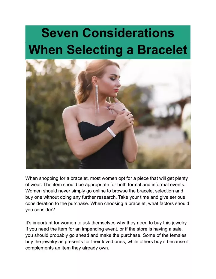 seven considerations when selecting a bracelet