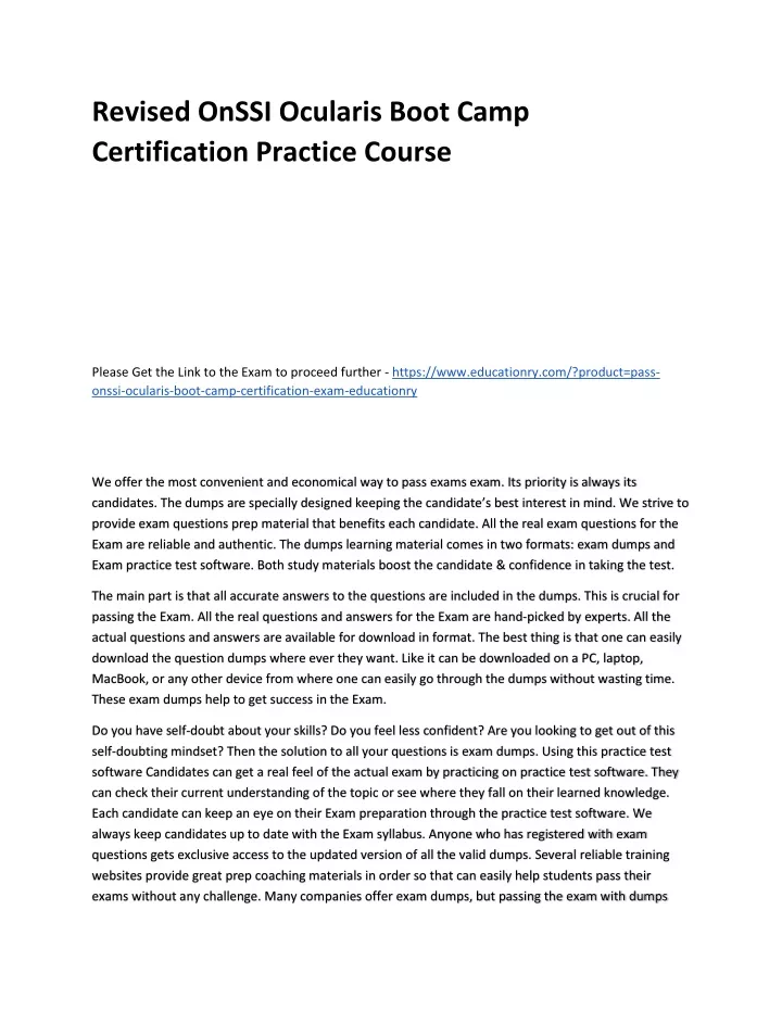 revised onssi ocularis boot camp certification