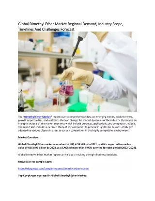 global dimethyl ether market regional demand