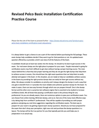 revised pelco basic installation certification