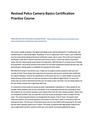 revised pelco camera basics certification
