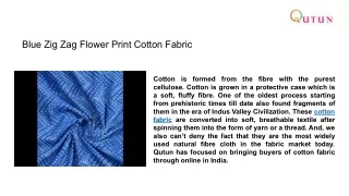 Blue Zig Zag Flower Print Cotton Fabric