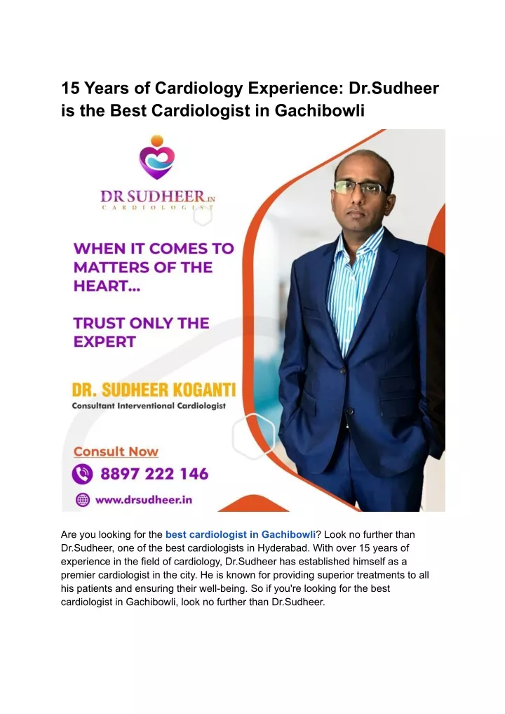 15 years of cardiology experience dr sudheer
