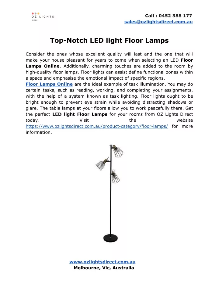 call 0452 388 177 sales@ozlightsdirect com au