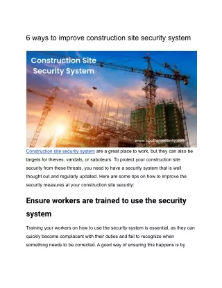 6 ways to improve construction site security system