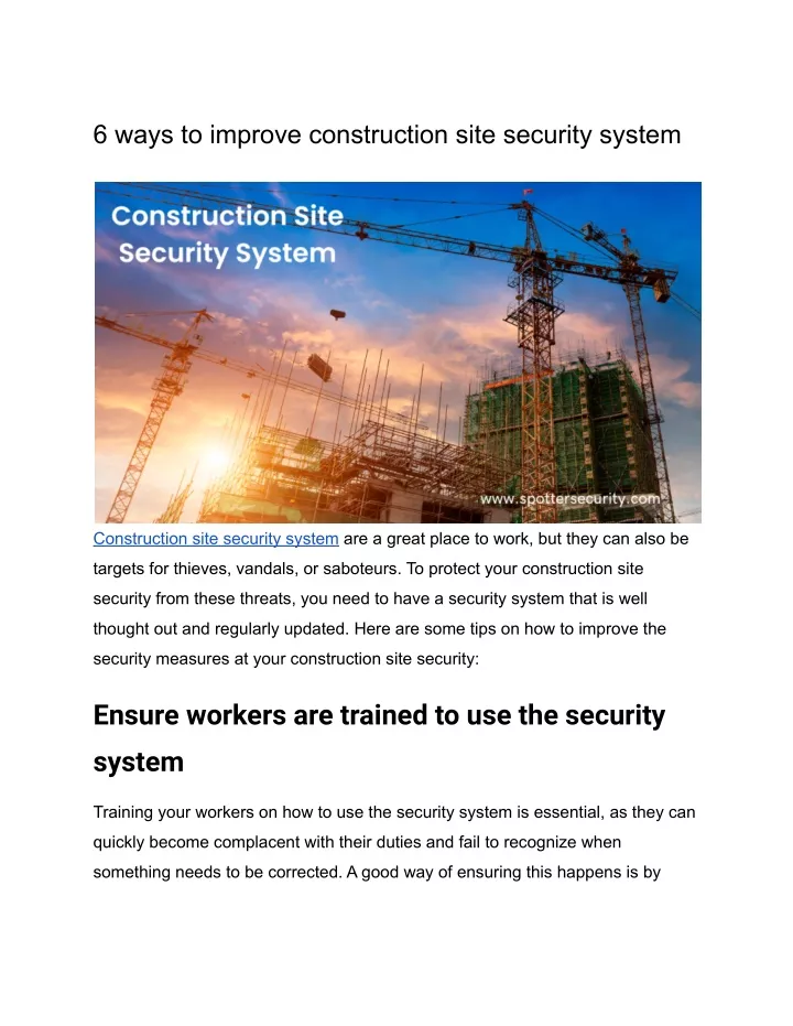 6 ways to improve construction site security