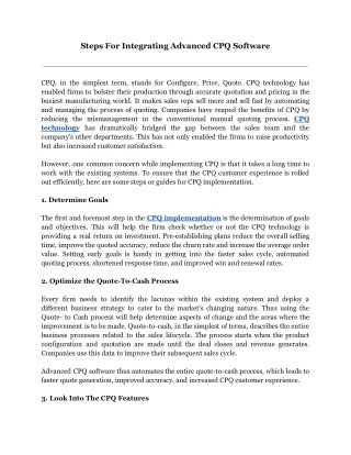 steps for integrating advanced cpq software