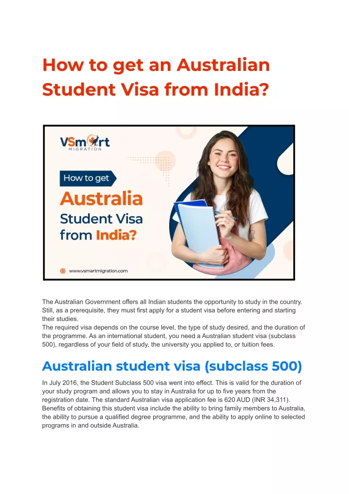 how to get an australian student visa from india