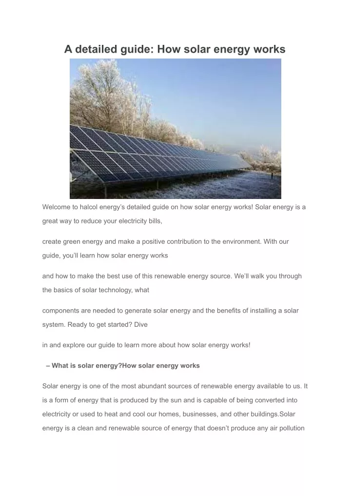 a detailed guide how solar energy works