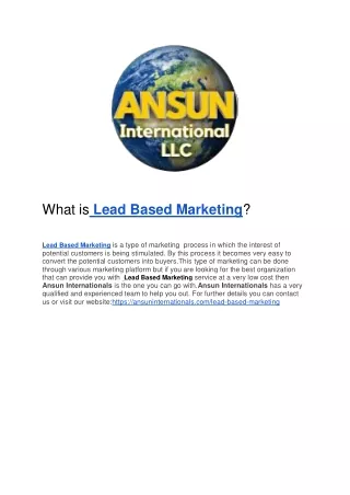 what is lead based marketing lead based marketing