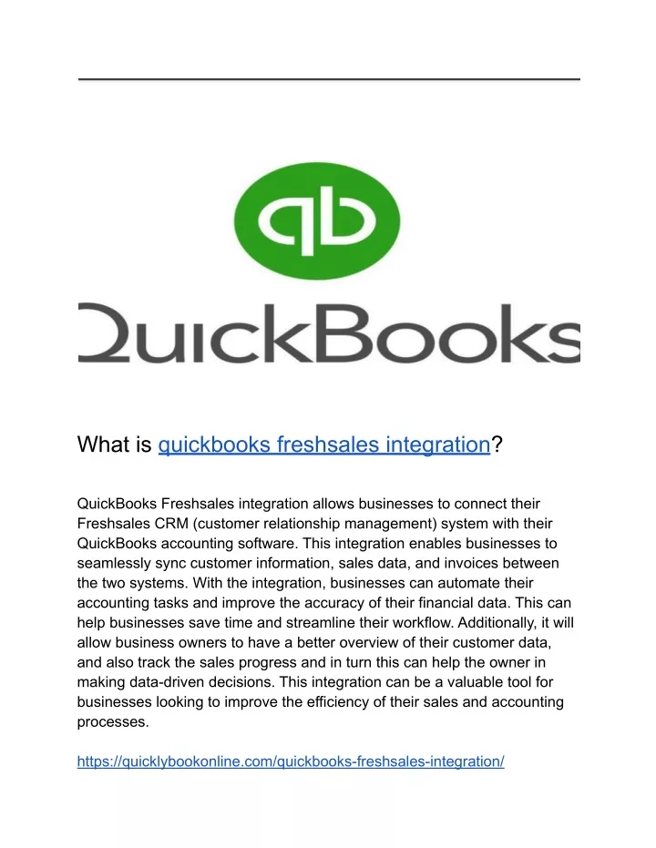 what is quickbooks freshsales integration