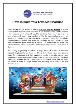 How To Build Your Own Slot Machine