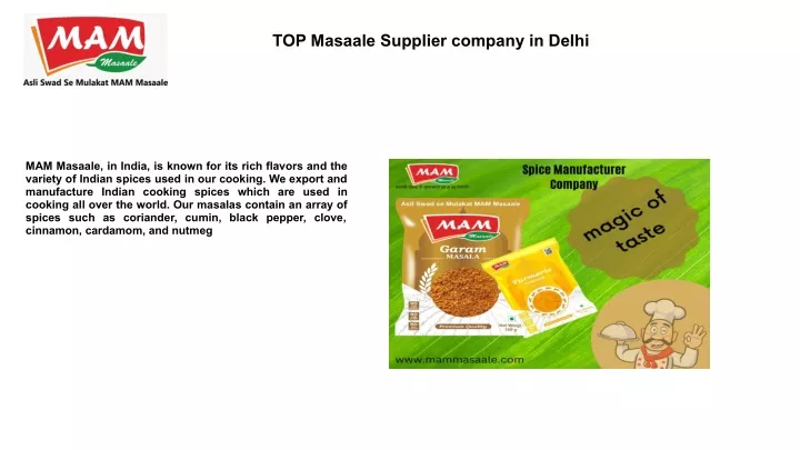 top masaale supplier company in delhi