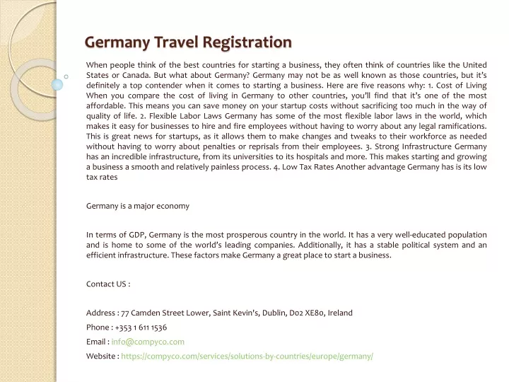 germany travel registration