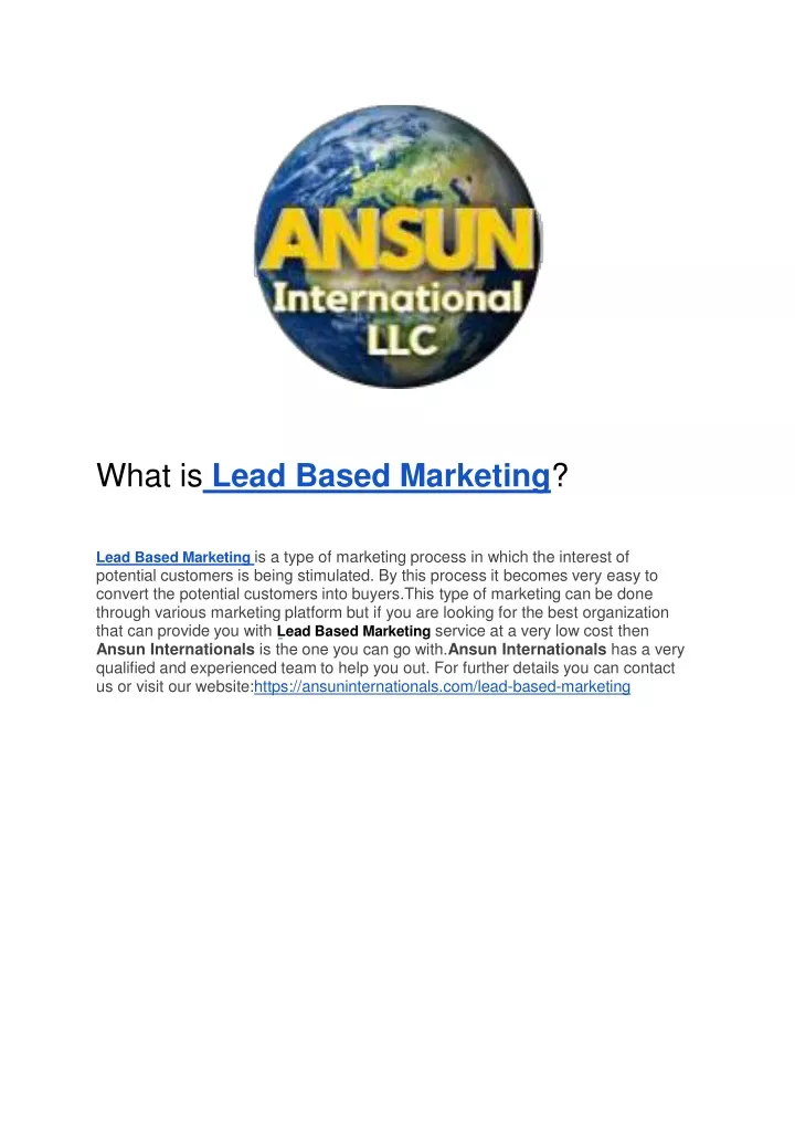 what is lead based marketing