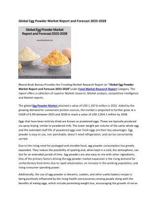 global egg powder market report and forecast 2023