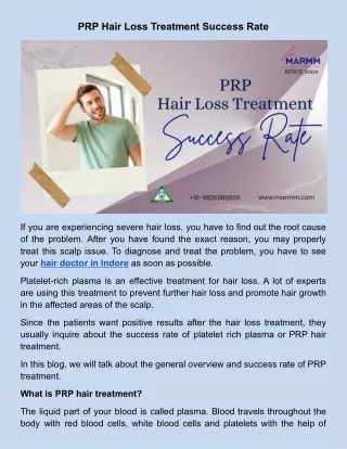 PRP Hair Loss Treatment Success Rate