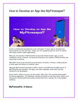 How to Develop an App like MyFitnesspal
