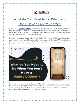 What do You Need to Do When You Don't Have a Pantry Cabinet?