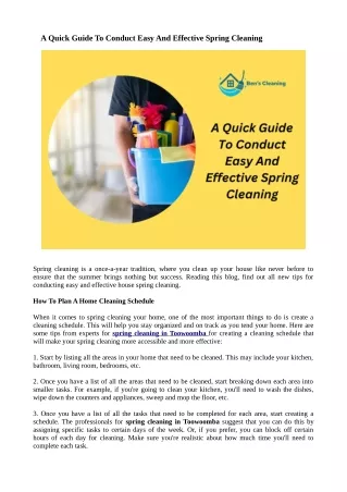 A Quick Guide To Conduct Easy And Effective Spring Cleaning