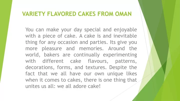 variety flavored cakes from oman