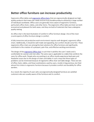 better office furniture can increase productivity