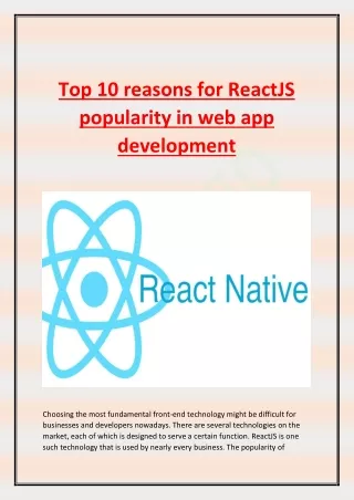 top 10 reasons for reactjs popularity