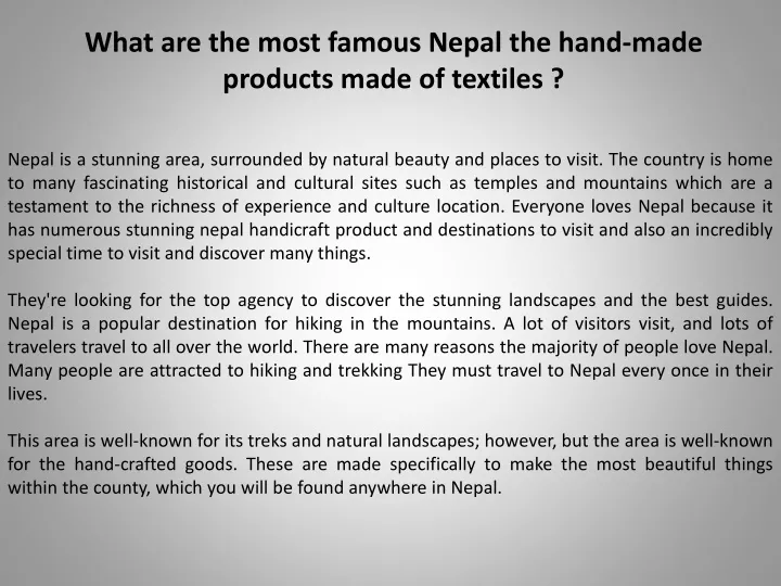 what are the most famous nepal the hand made