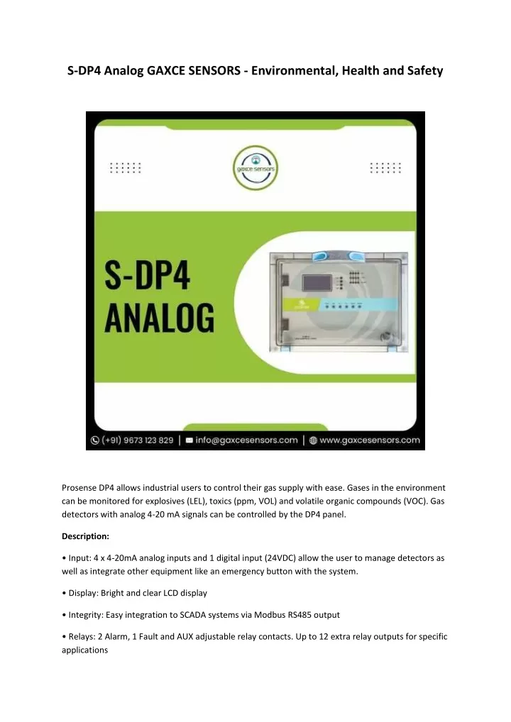 s dp4 analog gaxce sensors environmental health