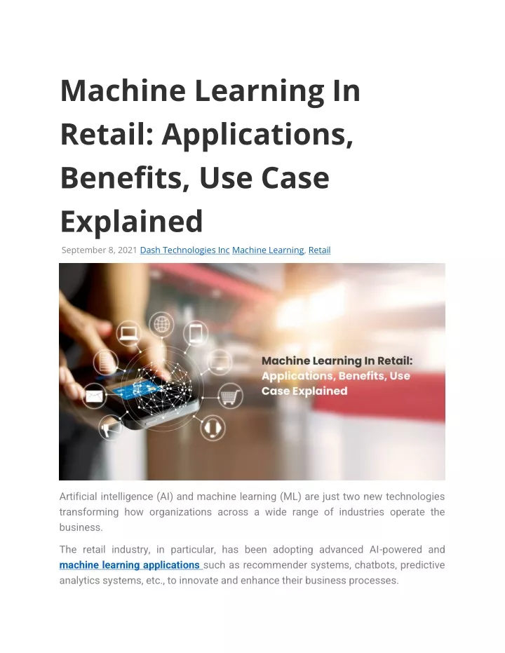 machine learning in retail applications benefits