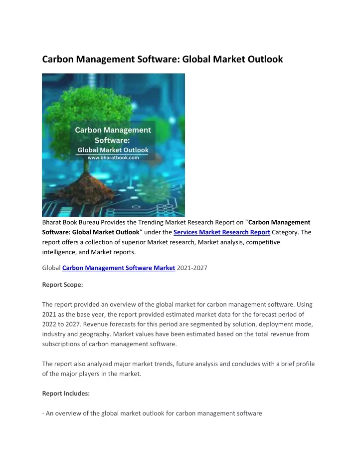 carbon management software global market outlook