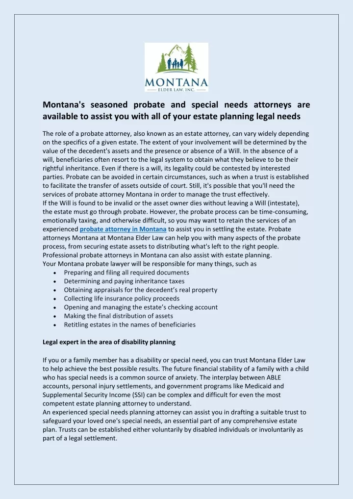 montana s seasoned probate and special needs
