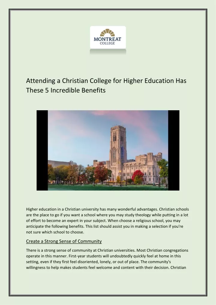 attending a christian college for higher