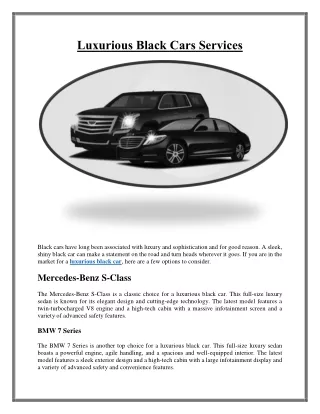 Luxurious Black Cars Services