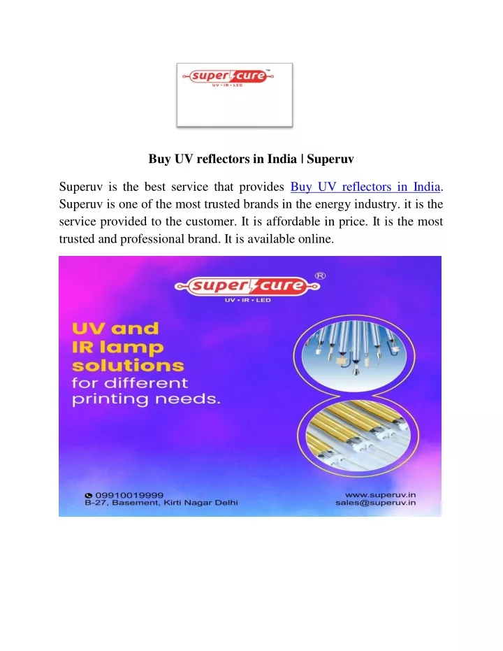 buy uv reflectors in india superuv