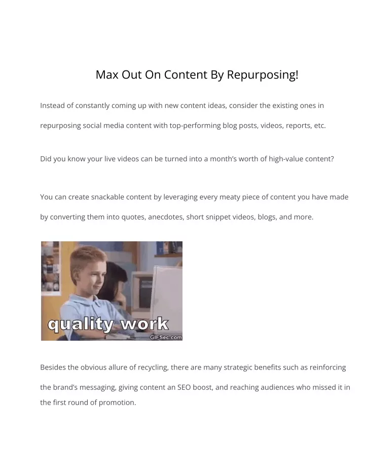 max out on content by repurposing