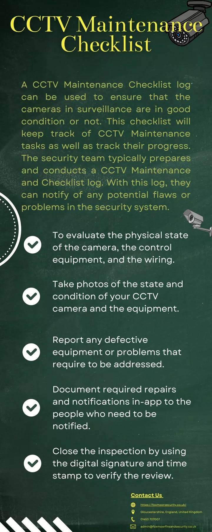 a cctv maintenance checklist log can be used