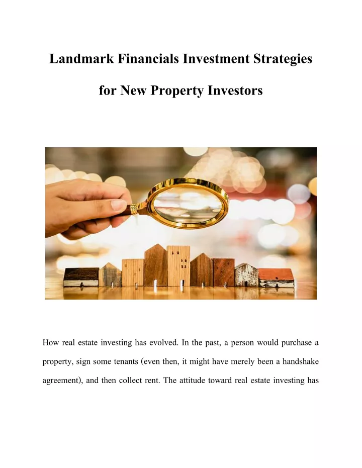 landmark financials investment strategies