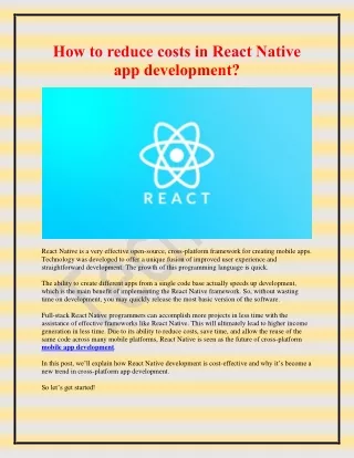 how to reduce costs in react native