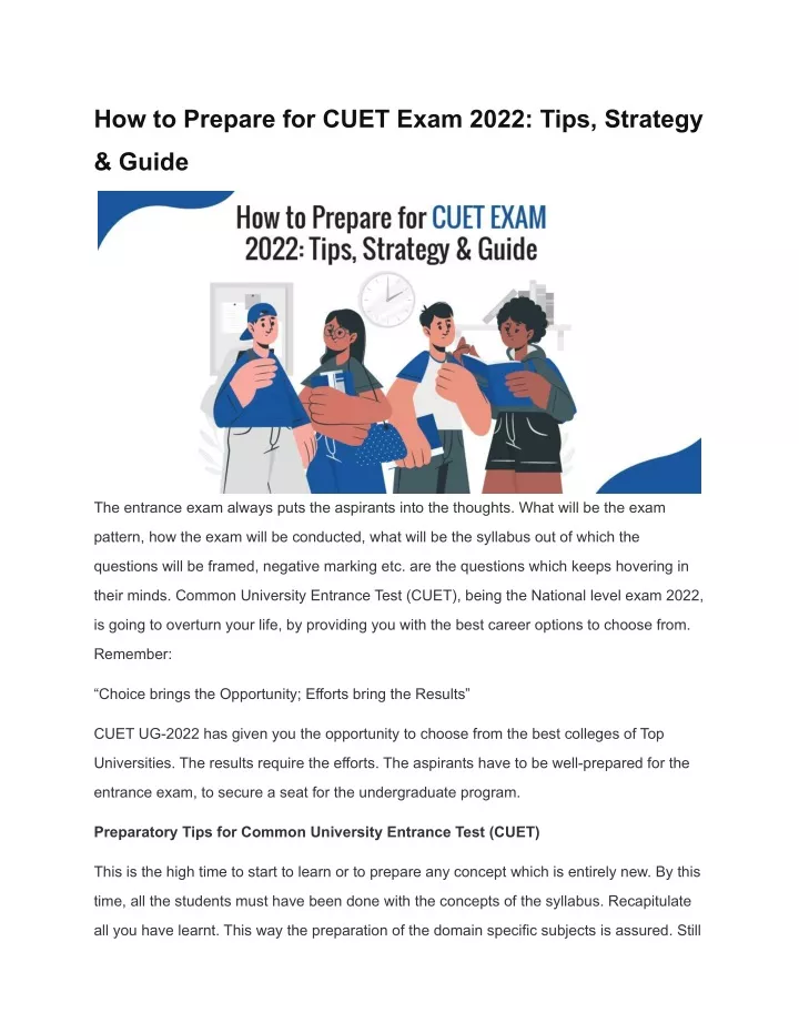 how to prepare for cuet exam 2022 tips strategy