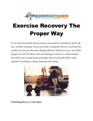 Exercise Recovery The Proper Way